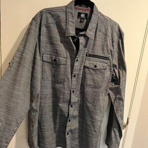 Mens Rock & Republic dark gray long sleeve button down shirt, Size XL
